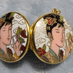 Cloisonne Locket with Young Oriental Man